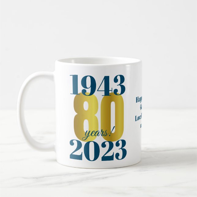 Blue Gold zum 80. Geburtstag Kaffeetasse (Links)