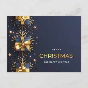 Blue Golden Christmas Ornament Firmengrüße Postkarte