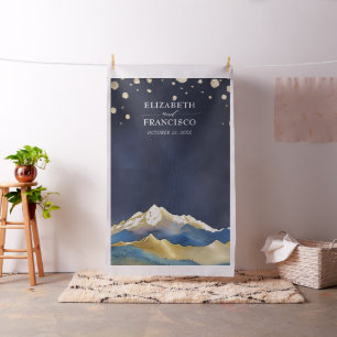 Blue Golden Mountains Hochzeitskabine Hintergrund Stoff