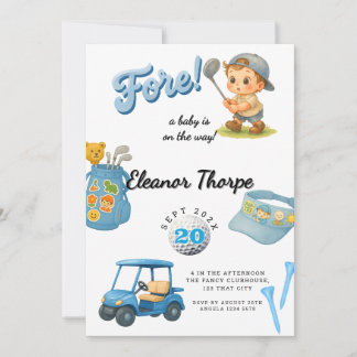 Blue Golf Baby shower Invitation pour Boy