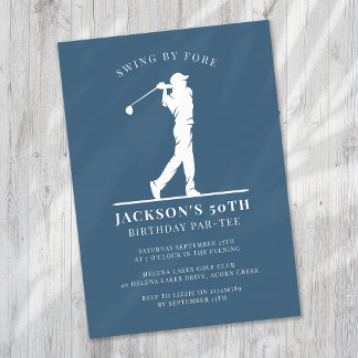 Blue Golf Birthday Par-tee Einladung