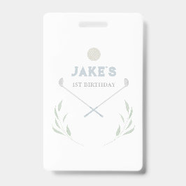Blue Golf Birthday Party Paper Teller Ausweis