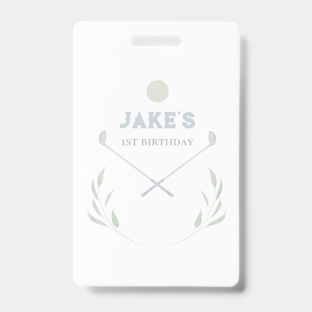 Blue Golf Birthday Party Paper Teller Ausweis (Front)