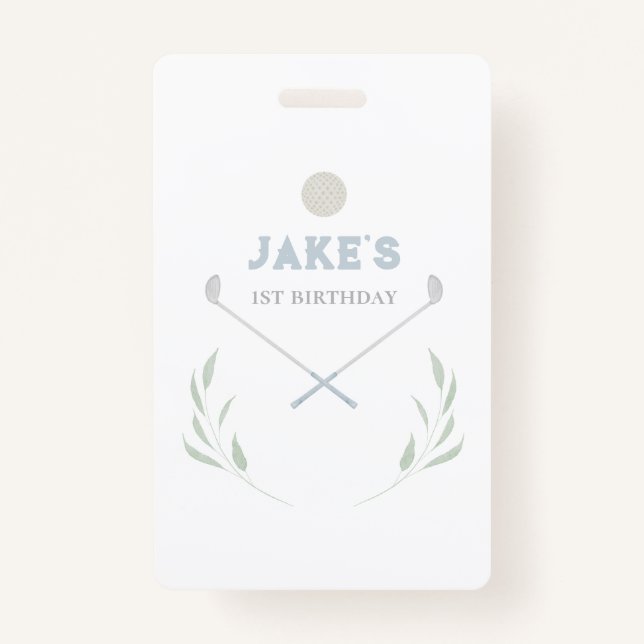 Blue Golf Birthday Party Paper Teller Ausweis (Vorderseite)