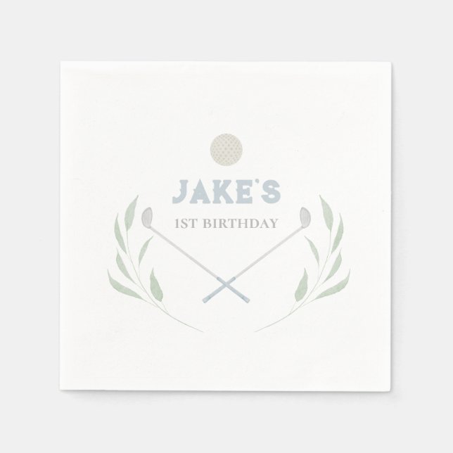 Blue Golf Birthday Party Paper Teller Serviette (Vorderseite)