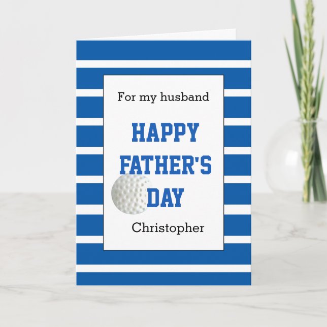 Blue Golf Father's Day Husband Karte (Vorderseite)