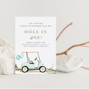 Blue Golf Panier Boy Invitation d'anniversaire