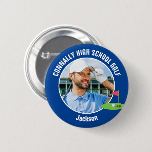 Blue Golfer Foto High School Golf Team Button