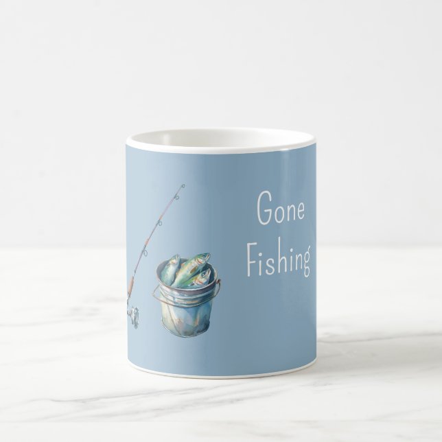 Blue Gone Fishing Bucket Kaffeetasse (Mittel)