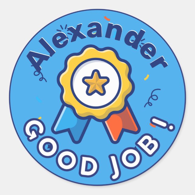 Blue Good Job Star Aufkleber (Vorderseite)