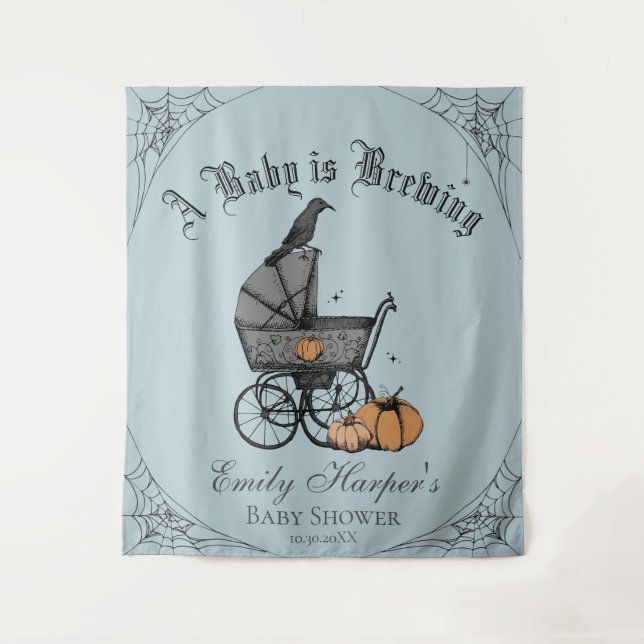 Blue Gothic A Baby Braut Babydusche Hintergrund Wandteppich (Vorderseite)