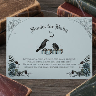 Blue Gothic Baby Shower Black Raven Books for Baby Begleitkarte