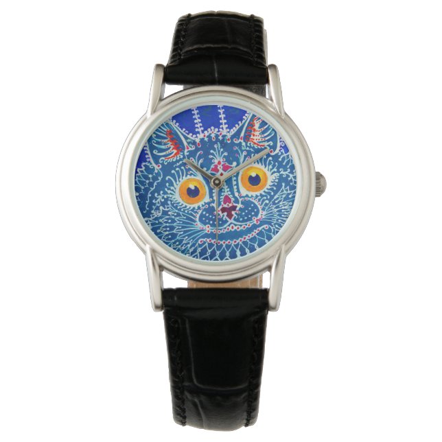 Blue Gothic Cat Armbanduhr (Vorderseite)