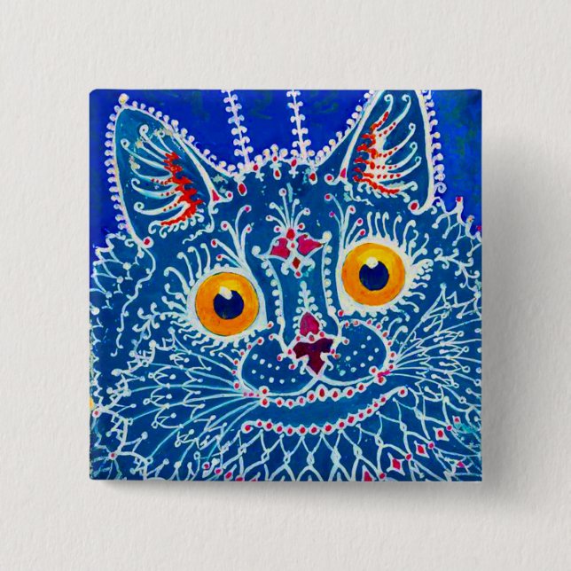 Blue Gothic Cat Button (Vorderseite)