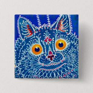 Blue Gothic Cat Button