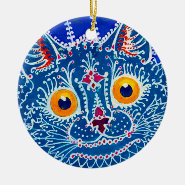 Blue Gothic Cat Keramik Ornament (Vorne)