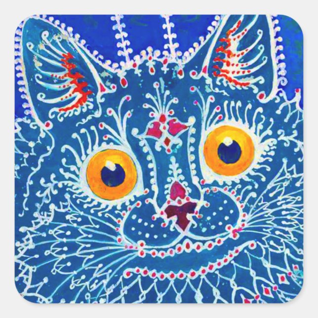 Blue Gothic Cat Quadratischer Aufkleber (Vorderseite)