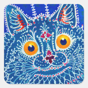 Blue Gothic Cat Quadratischer Aufkleber