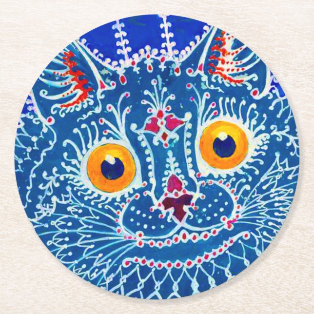 Blue Gothic Cat Runder Pappuntersetzer (Vorderseite)