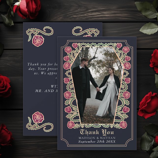 Blue Gothic Coffin Rose Hochzeit Dankeschön Card Dankeskarte (Von Creator hochgeladen)