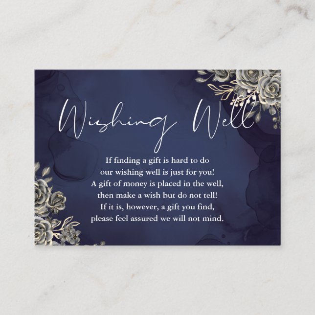 Blue Gothic floral wünscht gute Hochzeit Begleitkarte (Vorderseite)