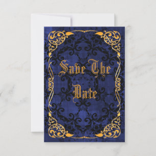 Blue Gothic & Gold Gerahmt 18. Save the Date