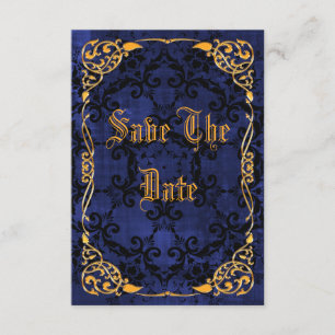 Blue Gothic & Gold Gerahmt 50. Save the Date