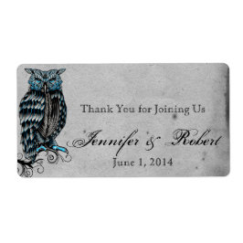 Blue Gothic Owl Posh Water Flasche Label