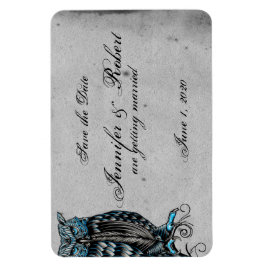 Blue Gothic Owl Posh Wedding Save the Date Magnet