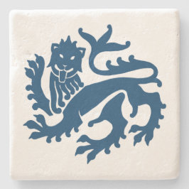 Blue Gothic Revival Lion Marble Stone Untersetzer