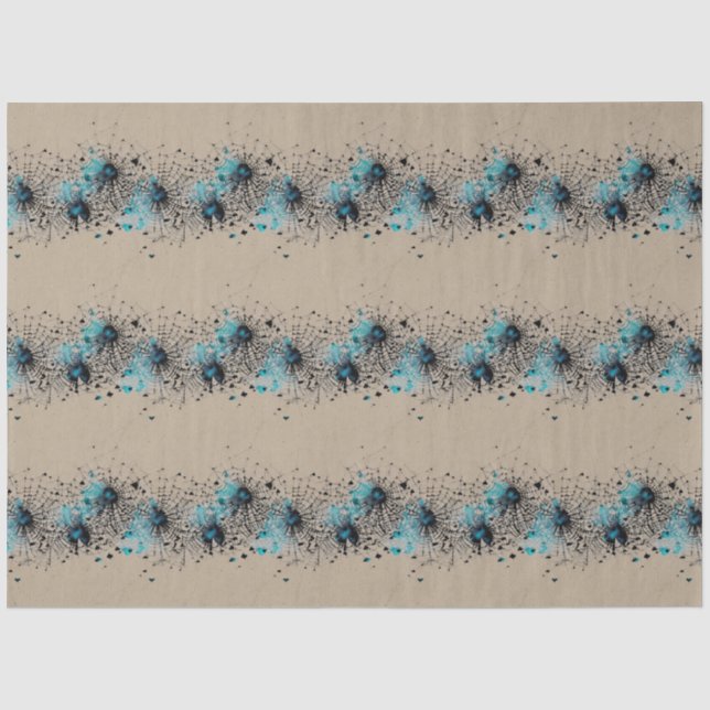 Blue Gothic Spider Web Ephemera Muster Seidenpapier (Vorderseite)