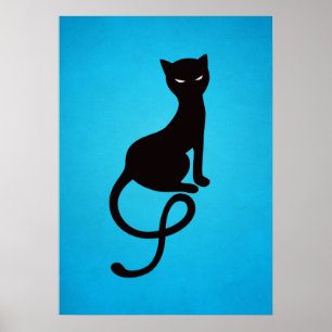 Blue Gracious Evil Black Cat Poster