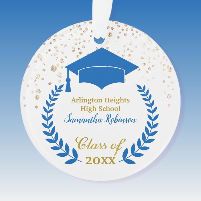 Blue Grad Cap und Laurel Abschluss Ornament (Von Creator hochgeladen)