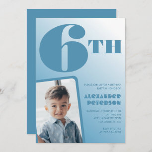 Blue Gradient Invitations à 6e anniversaire Photo