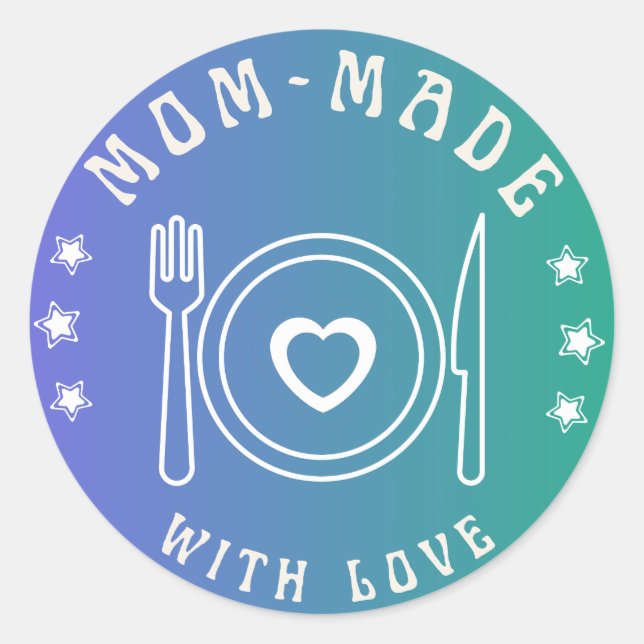 Blue Gradient Mama hergestellt mit Liebe Aufkleber (Vorderseite)