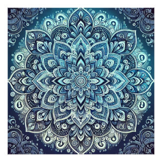 Blue Gradient Mandala Design Fotodruck