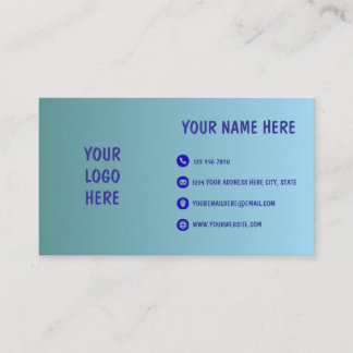 Blue Gradient Minimal Logo Business Card Visitenkarte