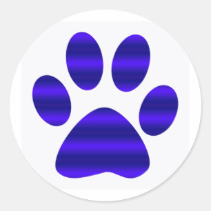Blue Gradient Paw Print Runder Aufkleber