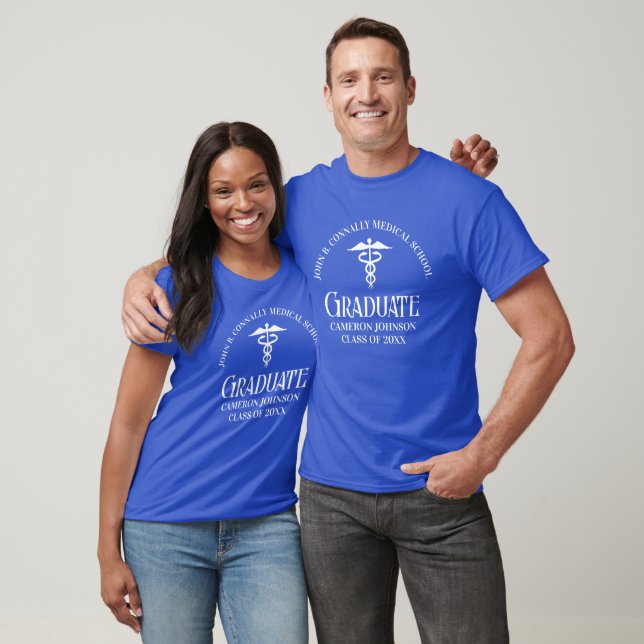 Blue Graduate Custom Medical School Abschluss T-Shirt (Unisex)