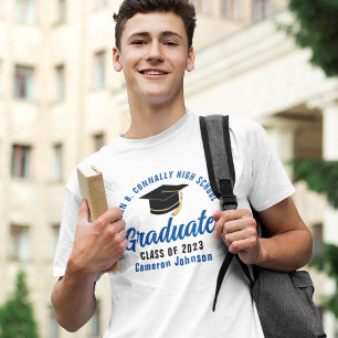 Blue Graduate Custom School Abschluss T-Shirt