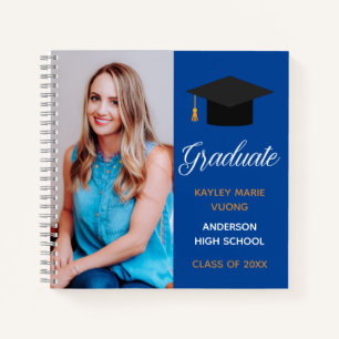 Blue Graduate Foto Autograph Abschluss Guest Notizbuch