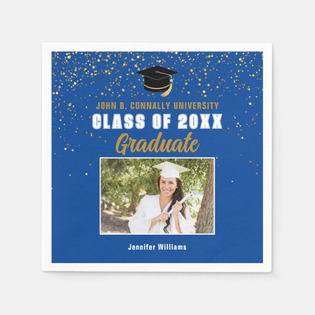 Blue Graduate Foto Class of 2025 Graduation Party Serviette (Vorderseite)