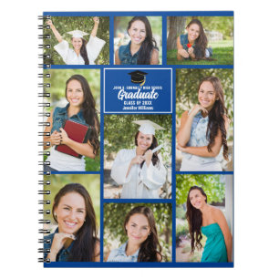 Blue Graduate Foto Collage 2023 Abschluss Geschenk Notizblock