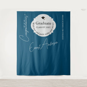 Blue Graduate Gratulation Abschluss Hintergrund Wandteppich