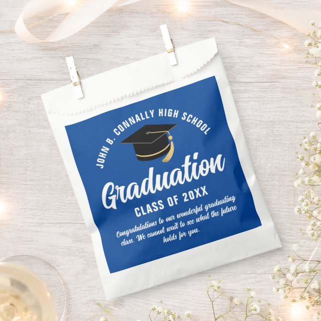 Blue Graduate Modern 2025 Custom Graduation Party Geschenktütchen (Ausgeschnitten)