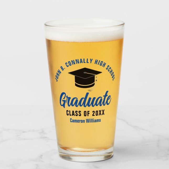 Blue Graduate Personalisiert 2025 Graduation Party Glas (Vorne (Gefüllt))