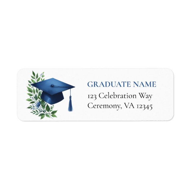 Blue Graduate Rücksendeadressen-Aufklebers Class 2 (Vorne)