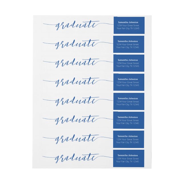 Blue Graduate Script Modern Wrap rund um Label (Bogen)