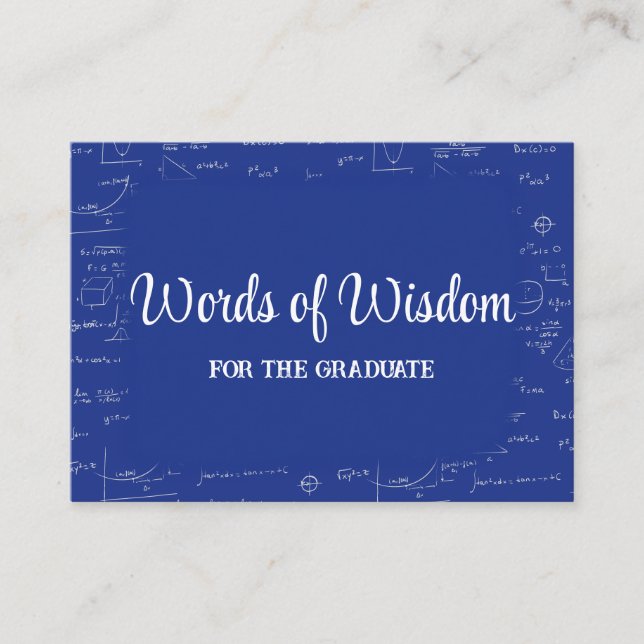 Blue Graduate Words of Wisdom Advice Begleitkarte (Vorderseite)