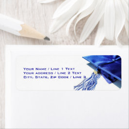 Blue Graduation Cap Address Labels